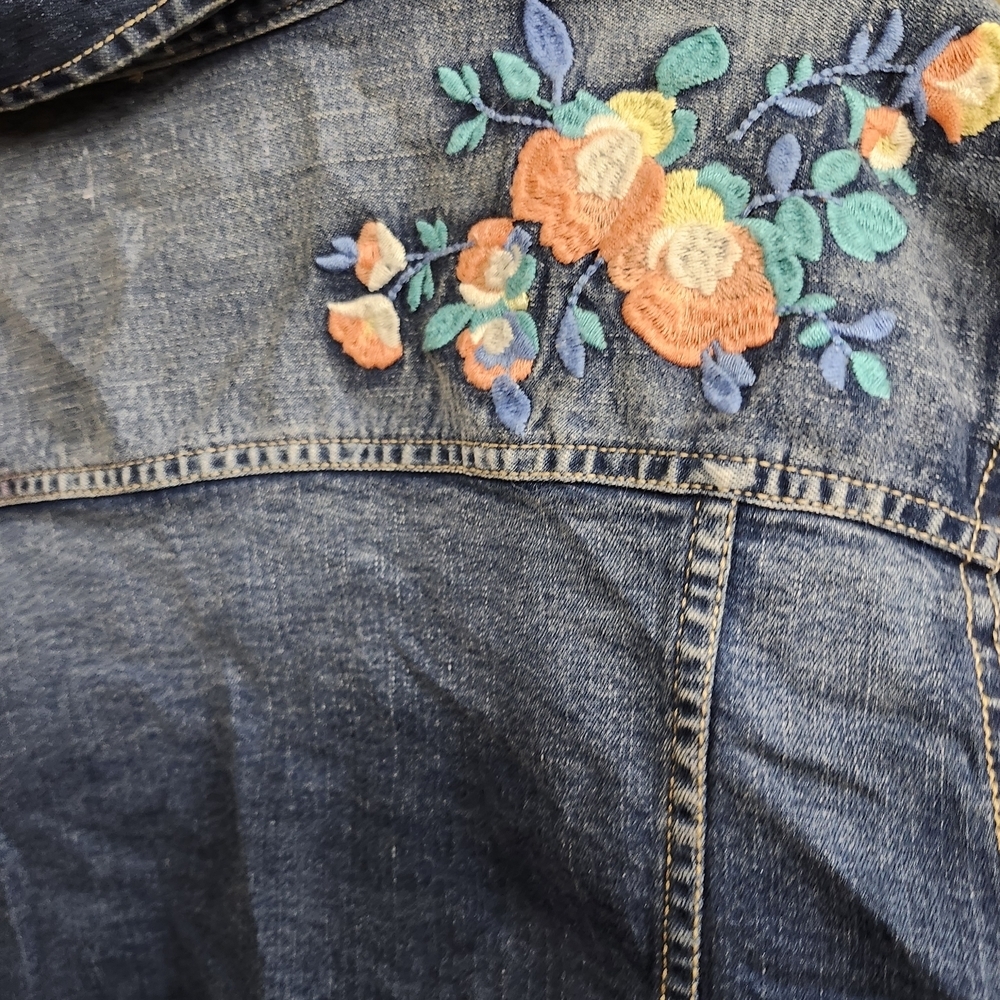 Embroidered Blue Denim Jacket - Picture 5 of 7